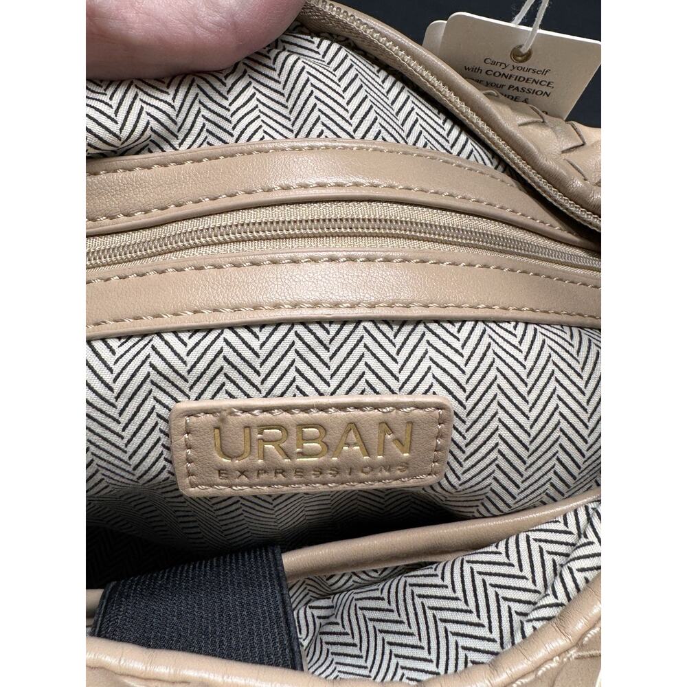 Urban Expressions Laverne Woven Hobo Vegan Handbag Tan 13” Laptop Purse Office - Picture 8 of 15